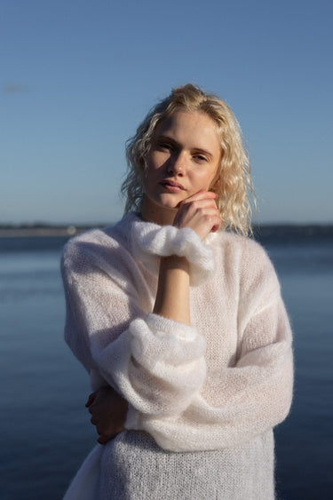 Melody Mohäär Scrunchie Valge
