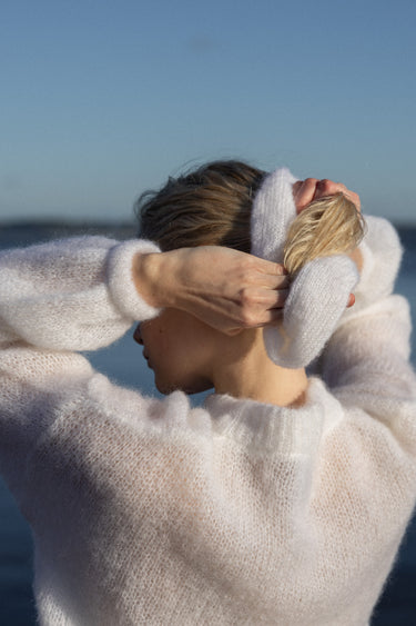 Melody Mohäär Scrunchie Valge