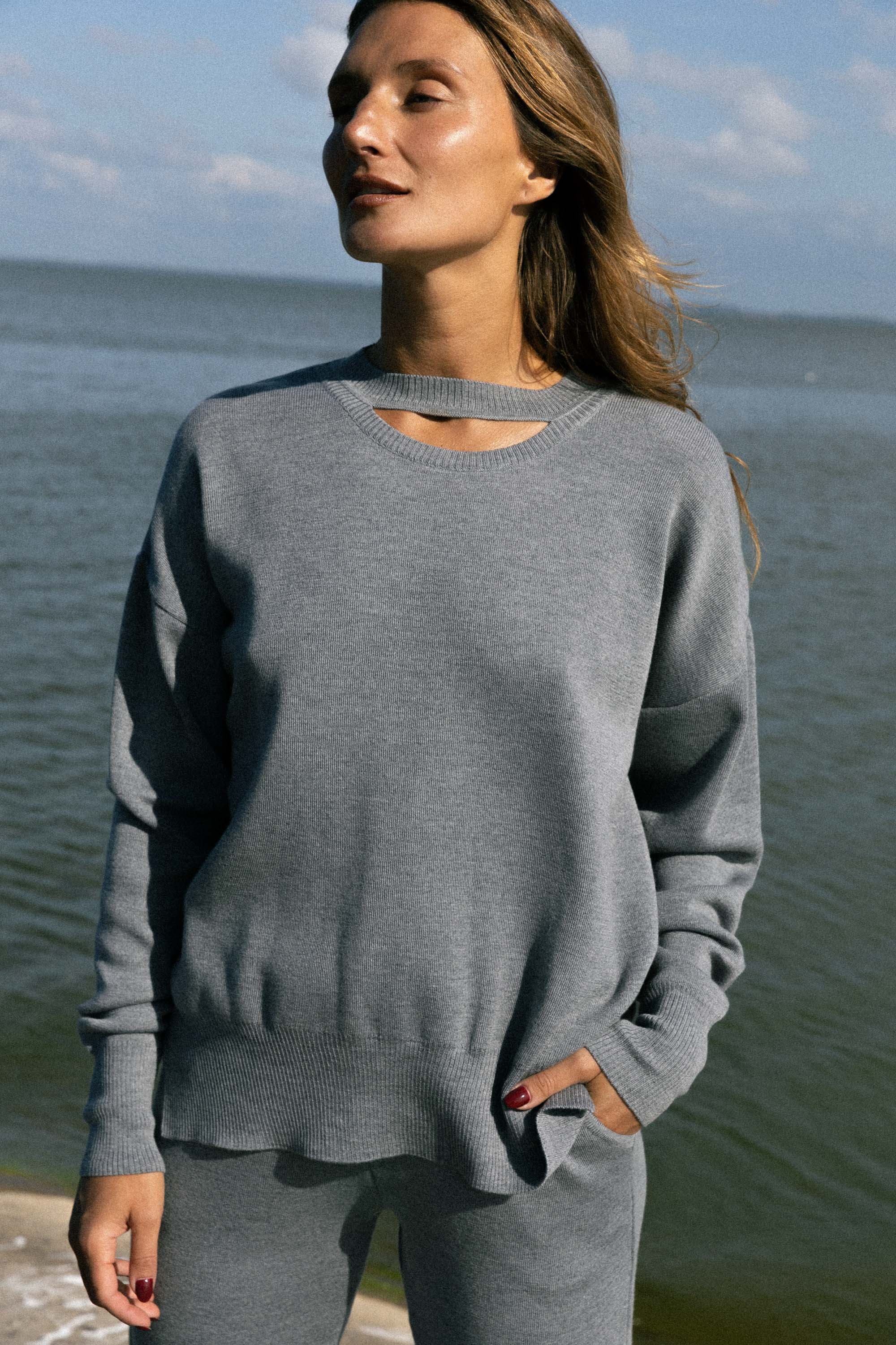 Rotondo 100% Merino Jumper Light Grey