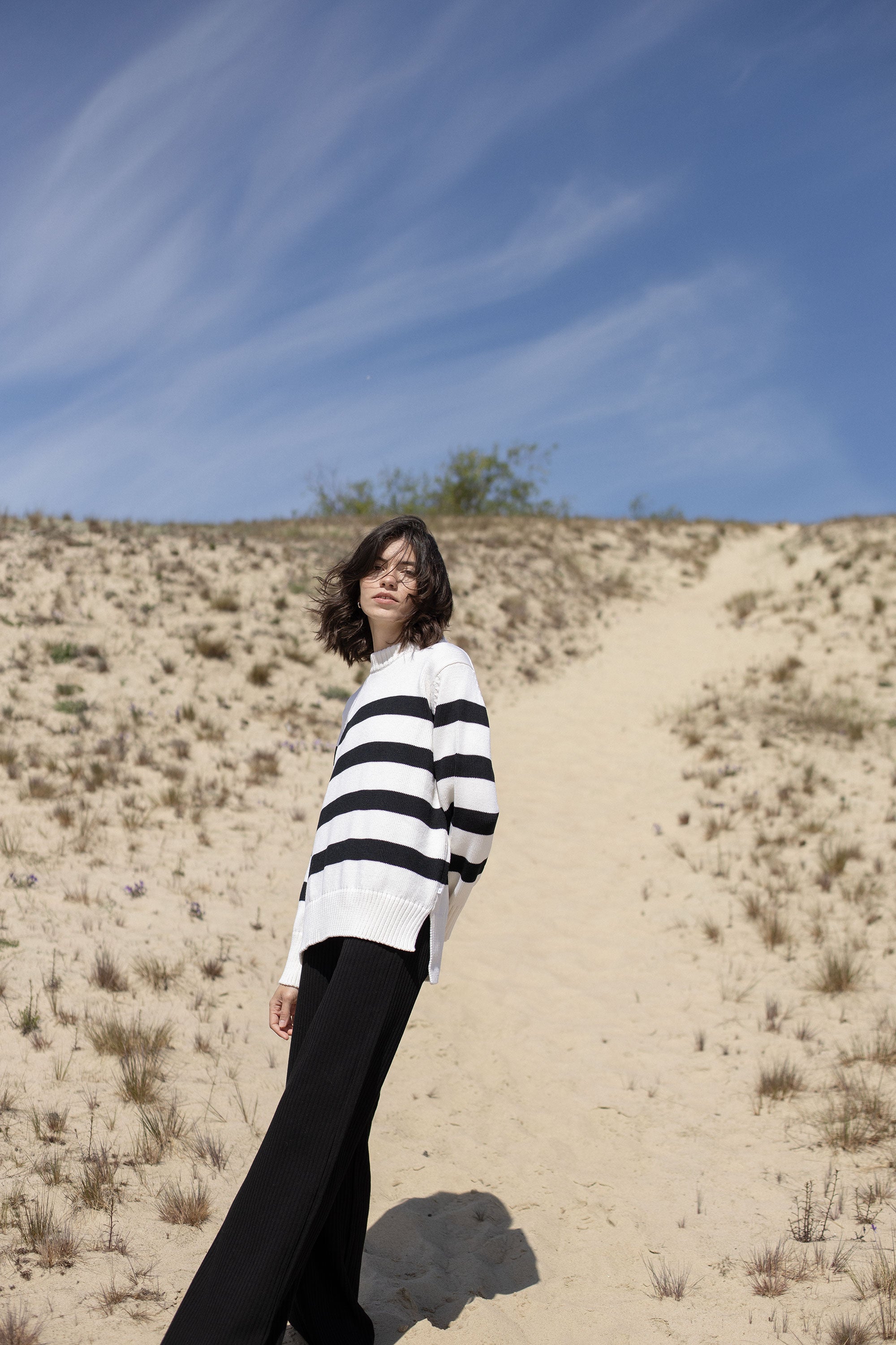 Marina Striped 100% Merino Jumper White