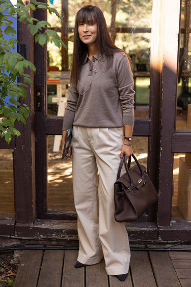 Galante 100% Meriino Polo Topp Taupe
