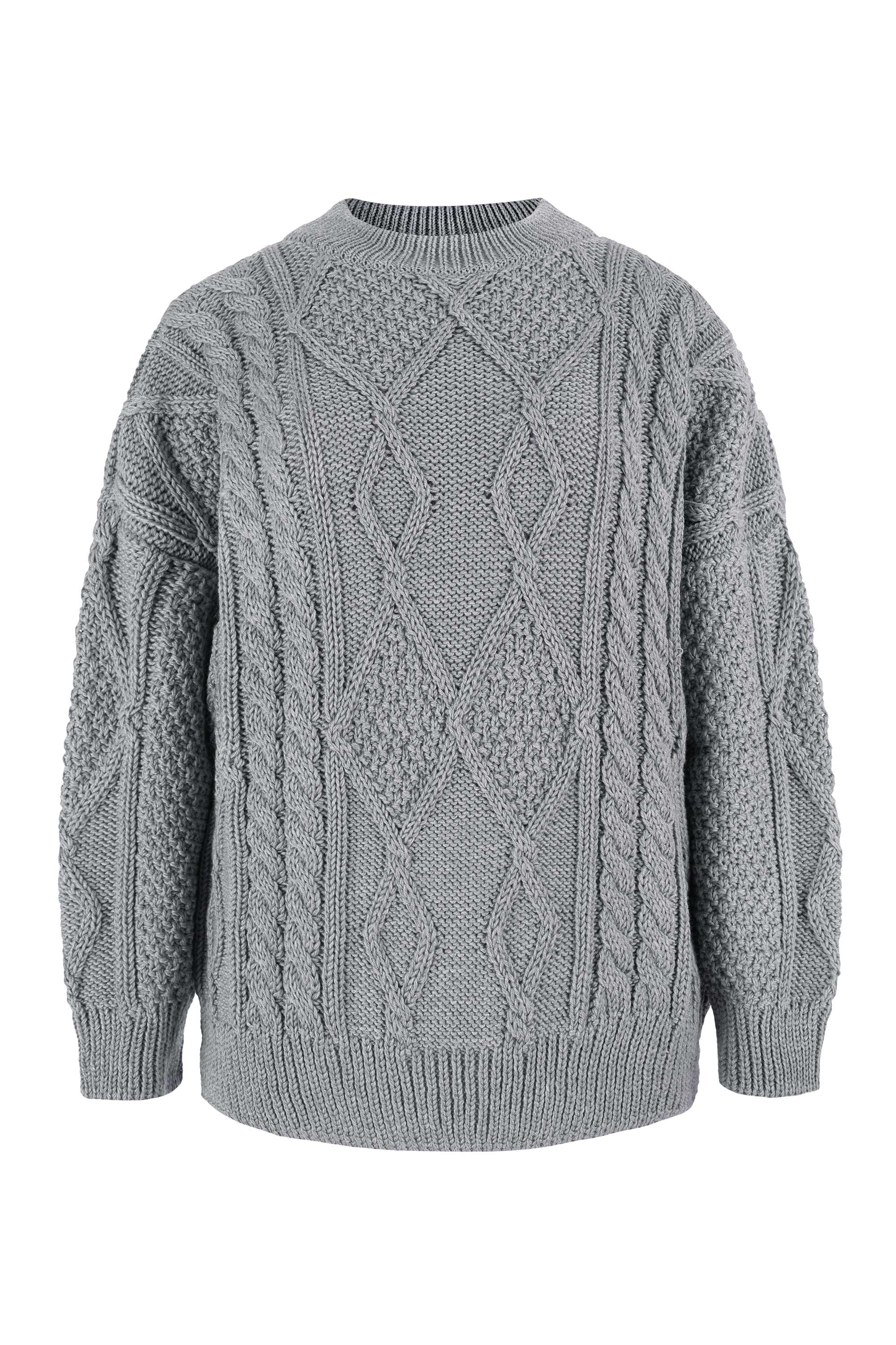 Nonna Cable-Knit 100% Merino Sweater Grey