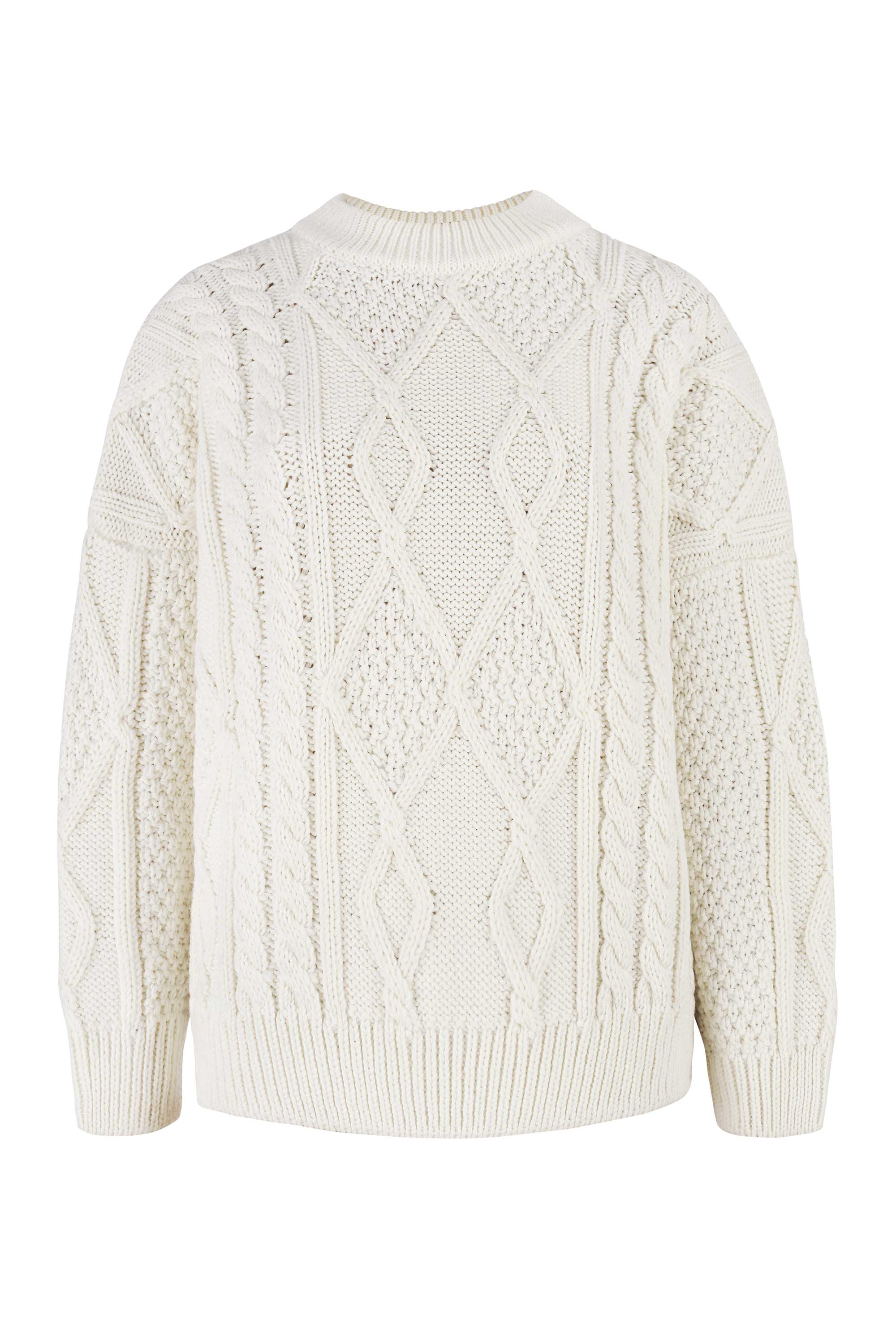 Nonna Cable-Knit 100% Merino Sweater White