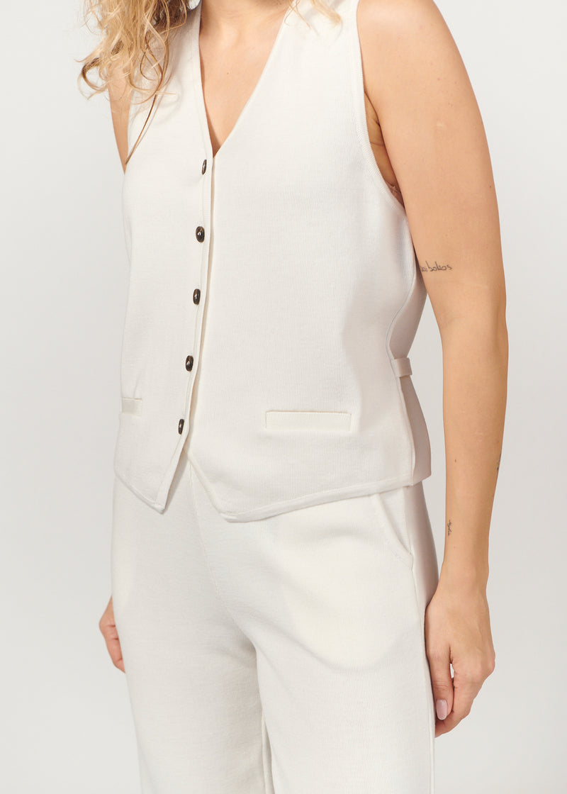 Galante Knitted 100% Merino Waistcoat White *Limited Edition*