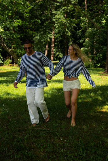 Tanto 100% Linane Pikkade Varrukatega Top Meresinine *UNISEX*