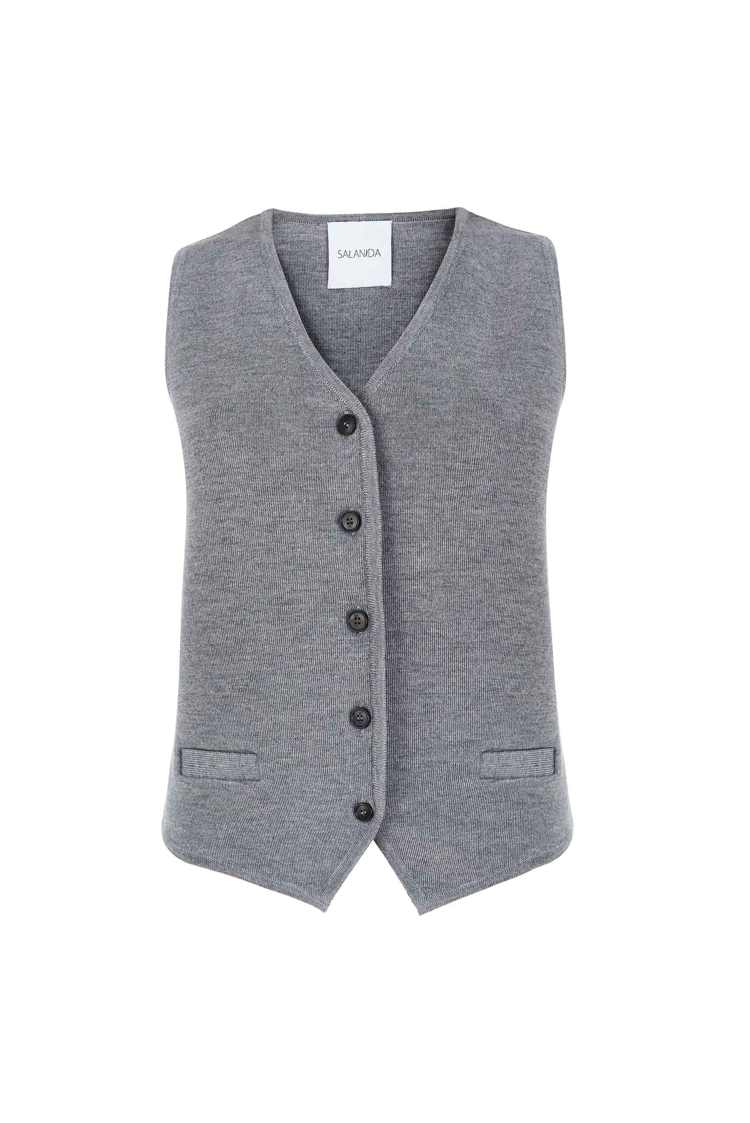 Galante Knitted 100% Merino Waistcoat Light Grey