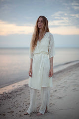 Sole 100% lino paplūdimio suknelė Balta