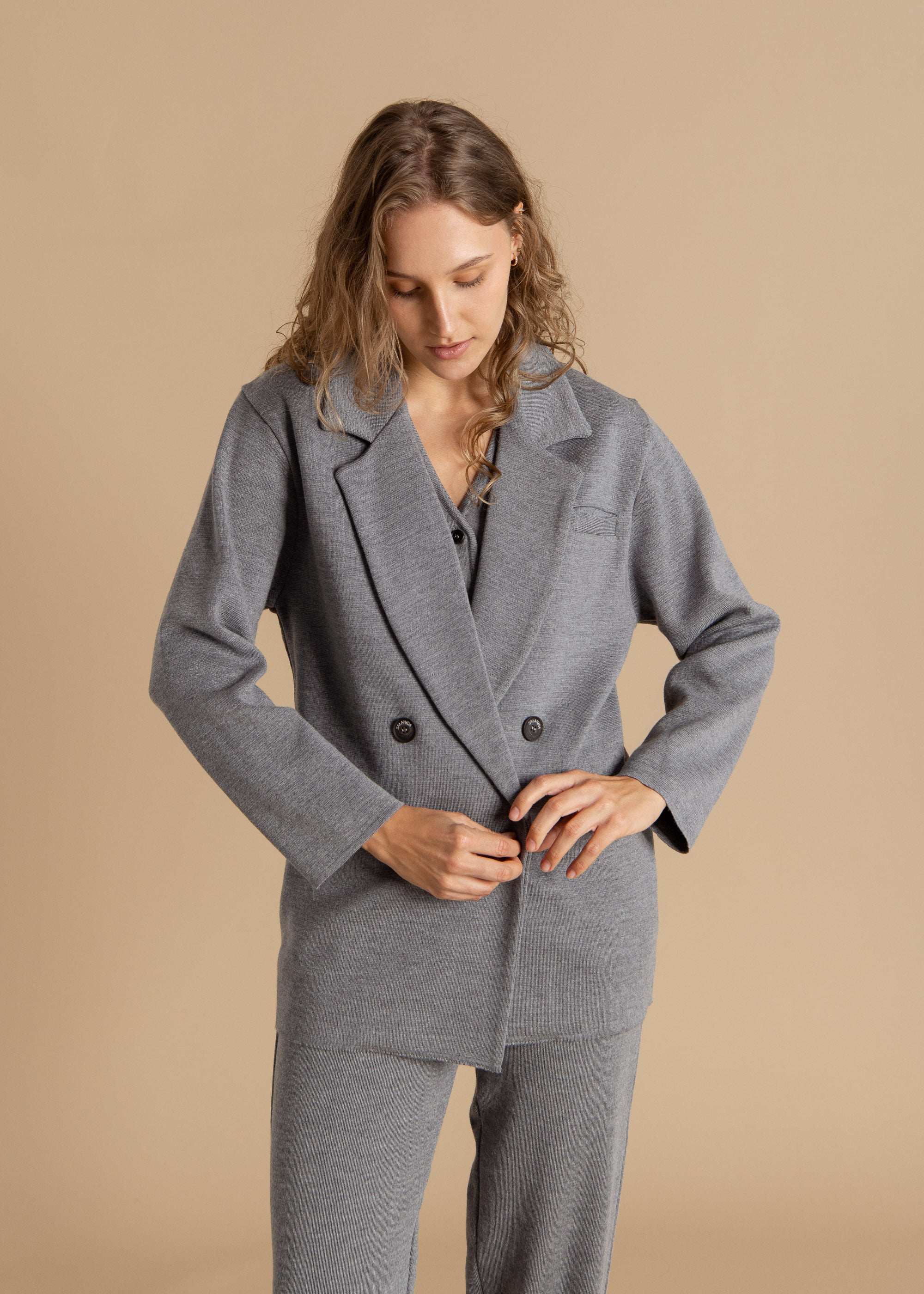 Ora, Forza & Galante 100% Merino Co-ord in Light Grey