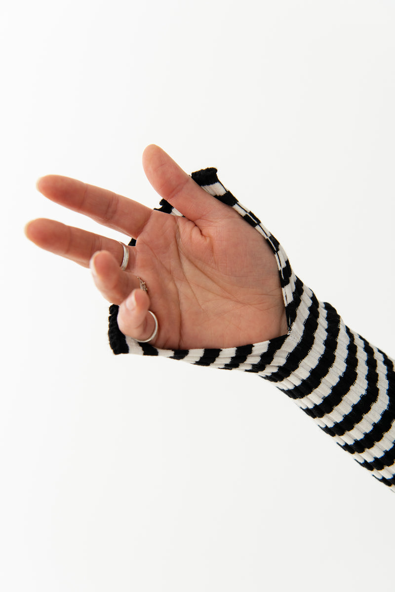 Brera Ribbed Long-Sleeve Top Black Stripes